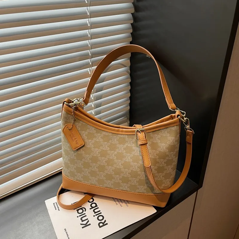 

Осенняя винтажная сумка-тоут 2024, кошелек на плечо с цветными блоками для женщин, текстурированная пригородная сумка, просторная модная сумка через плечо ​