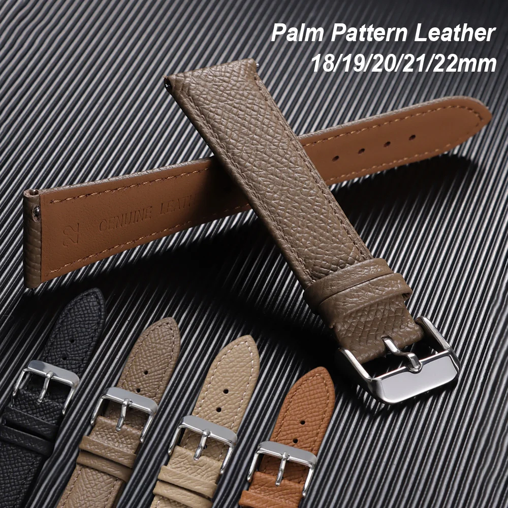 

Quick Release Bracelet 18mm 19mm 20mm 21mm 22mm Premium Leather Watch Strap Palm Pattern Calfskin Wrist Band Brown Khaki Belt