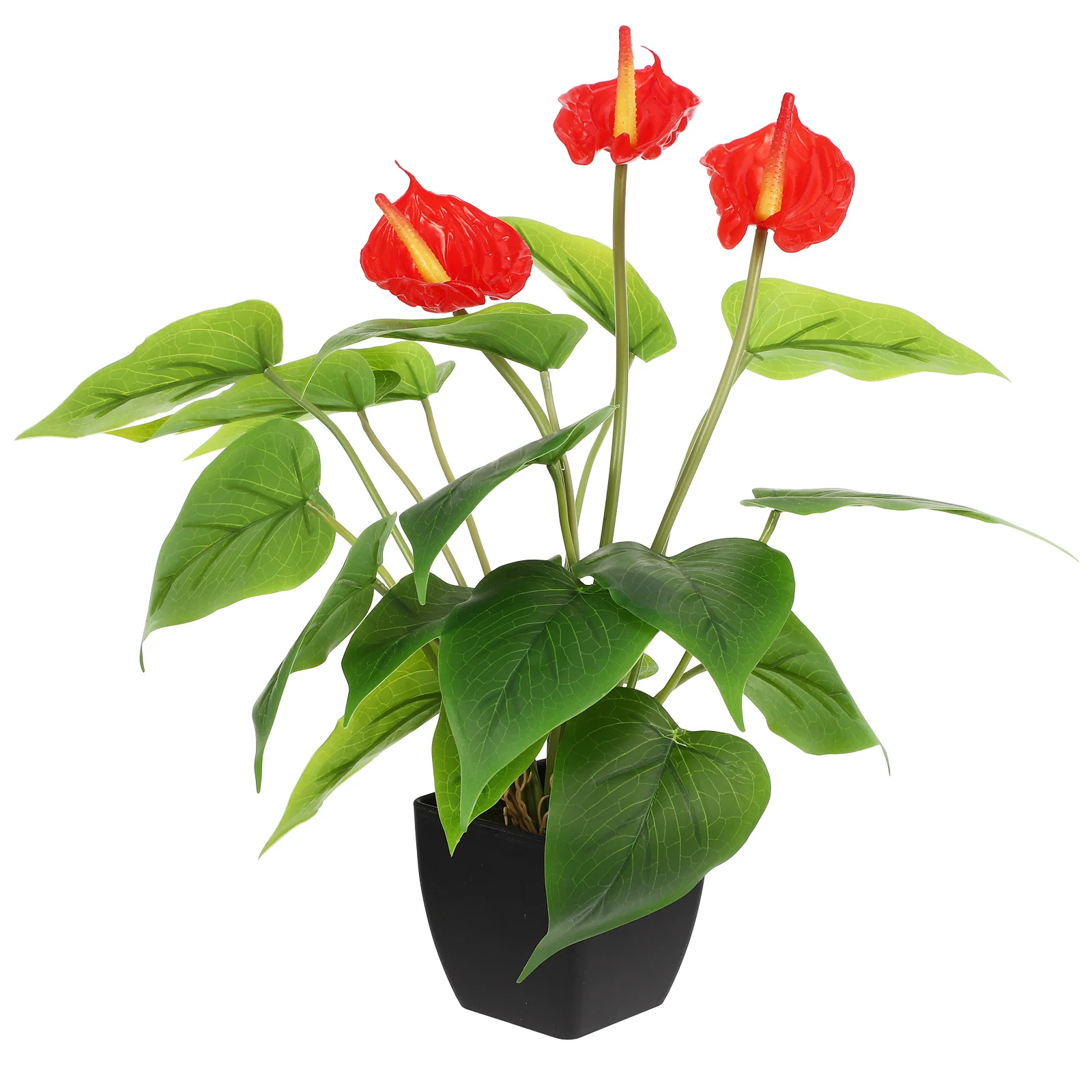 

1pc Artificial Anthurium Bonsai Potted Plant Simulated Plants For Home Office Decor Fake Greenery Indoor Outdoor Decorative Use