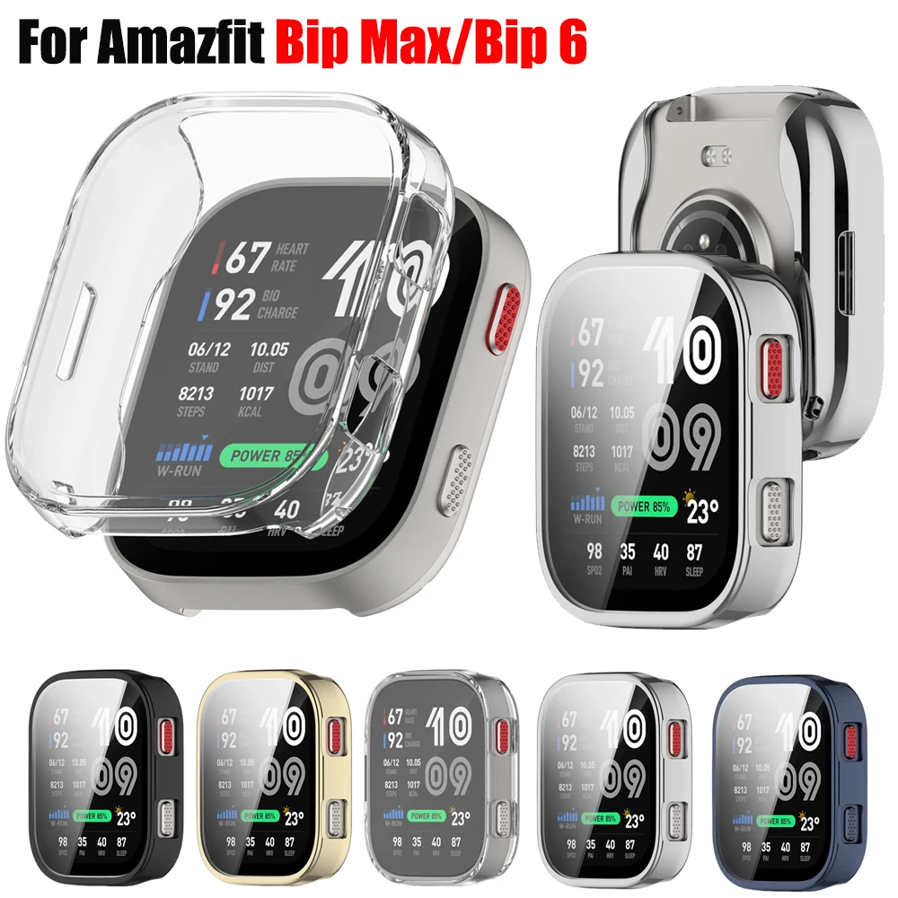 Weiche TPU-Hülle für Amazfit Bip Max, schützender Vollbildschutz, schützende galvanisierte transparente Abdeckung für Amazfit Bip 6