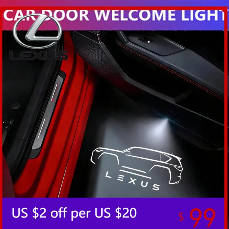 

LED Car Door Badge Welcome Lights Courtesy Lamp For Lexus RX ES GX LS LX IS GS RC UX Series GX470 ES250 LX570 IS250 Accessories