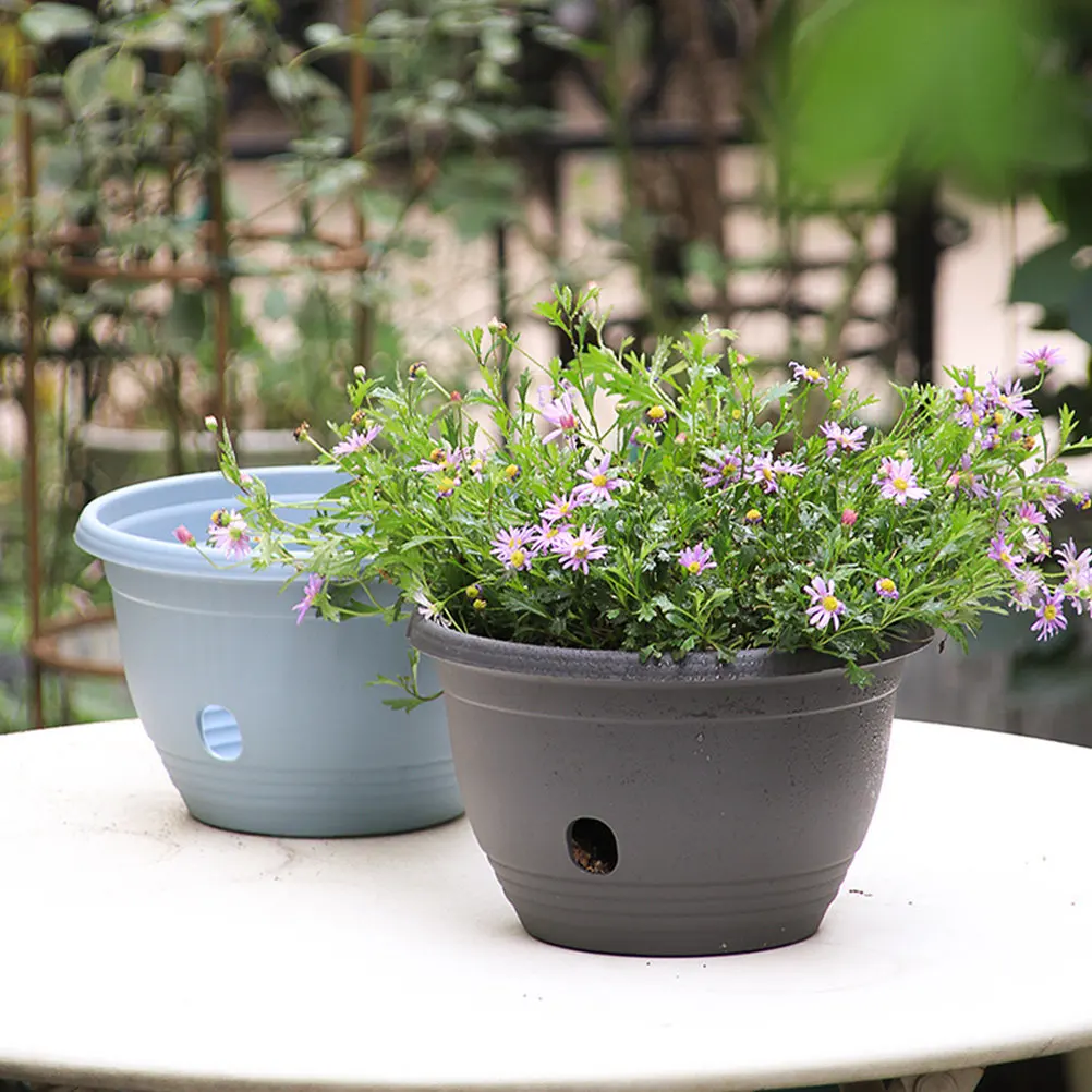3Pcs Hanging Flower Pot Basket Thickened Plastic Hanging Planter for Herbs Ferns Succulents Wall Decor Garden Balcony