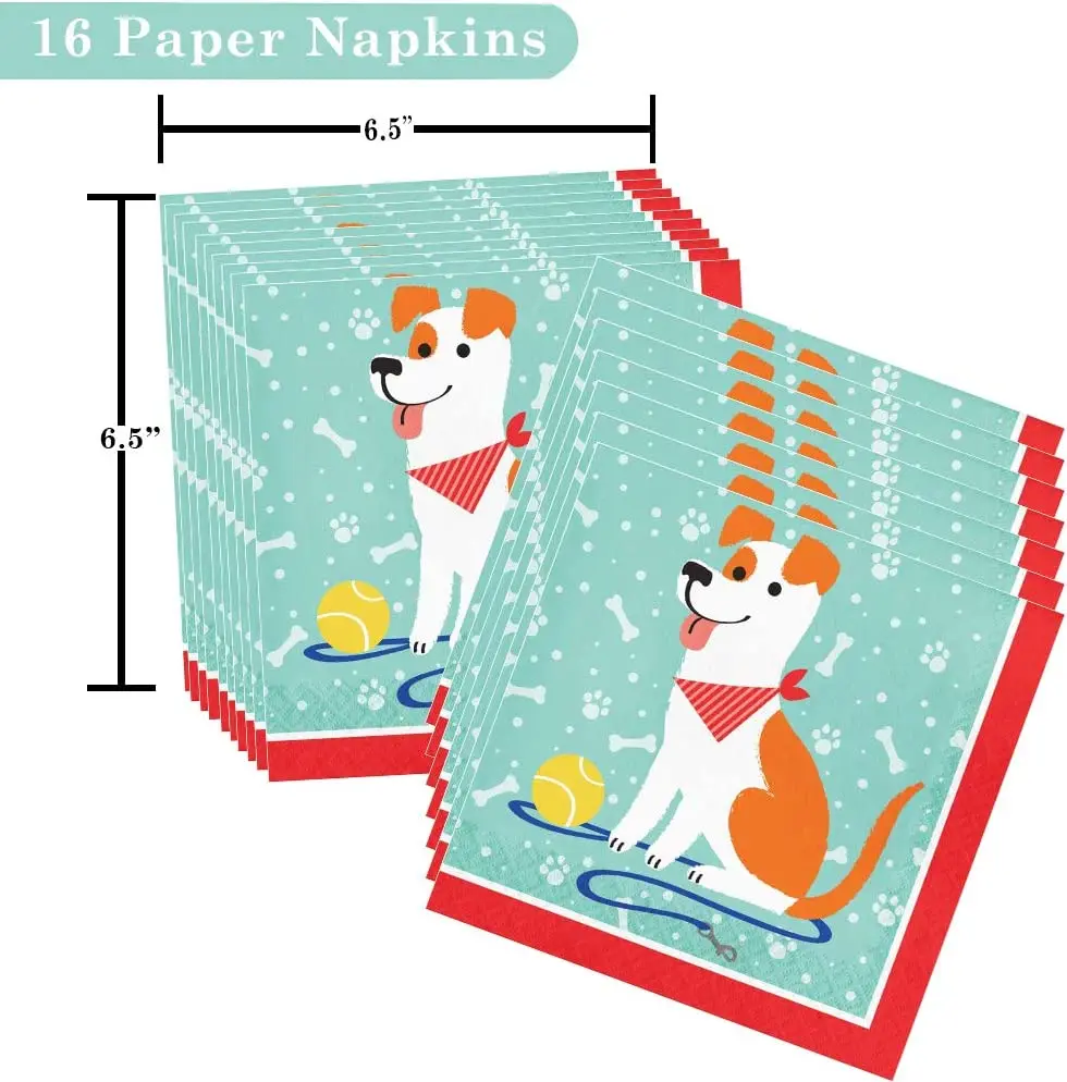 Cartoon Dog Dog Theme Disposable Tableware Cup Plate Napkin Kids Happy Birthday Baby Shower Supplies Cute Pet Party Decor