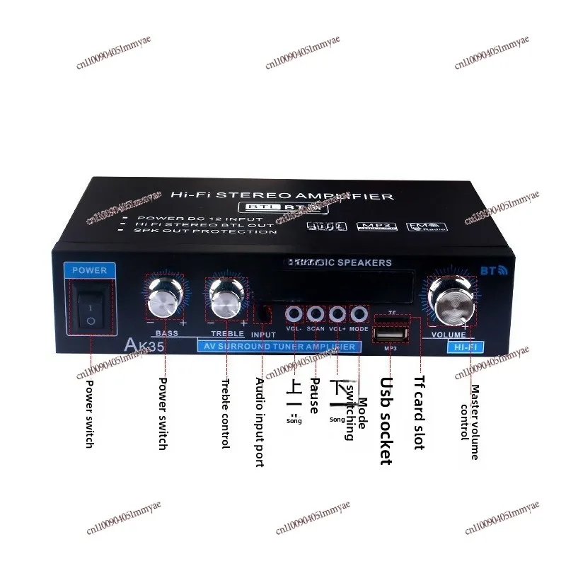 Dual Channel Stereo 30W * 2 Power Amplifier High and Low Sound Adjustment U Disk TF Digital Power