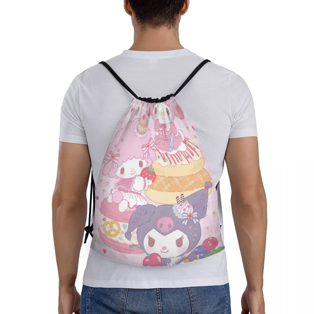 My Melody Drawstring Back Pack Bag Travel Storage Package Teenagers Beach Tote Bag School Sport Shoe Bag Portable