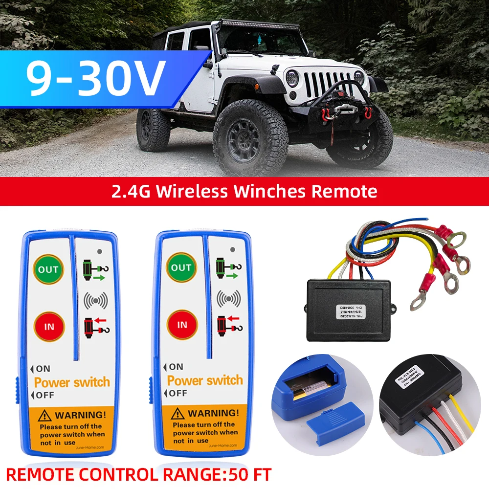 Universal 12V 24V Car Smart Winch Wireless Remote Control Switch Set with Twin Handset Switch Controller Electronics Accessories