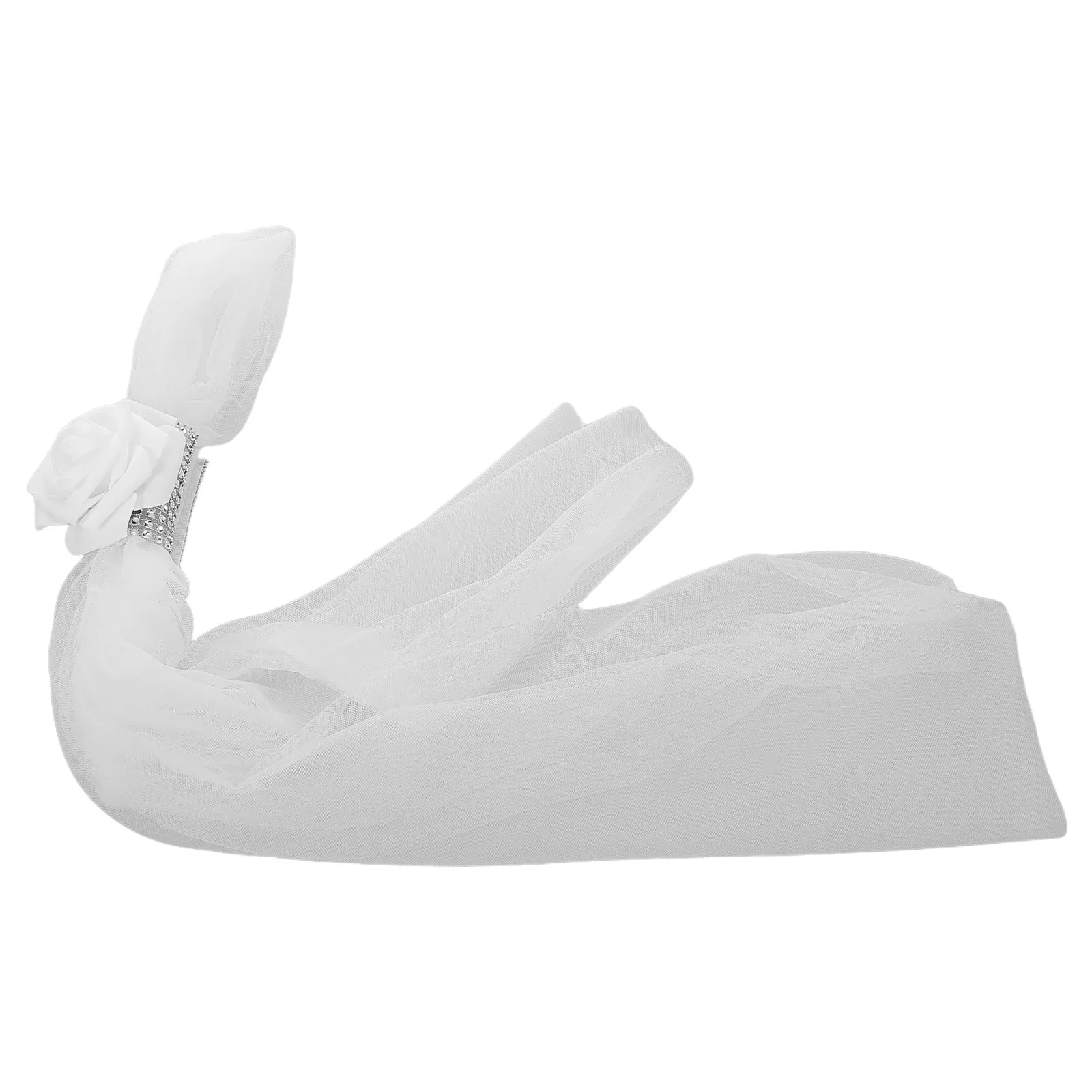 Artificial Floral Chair Sashes White Elegant Tulle-Bound Wedding Chair Decor for Church Ceremonies Banquet Aisle Flowers Party view 5