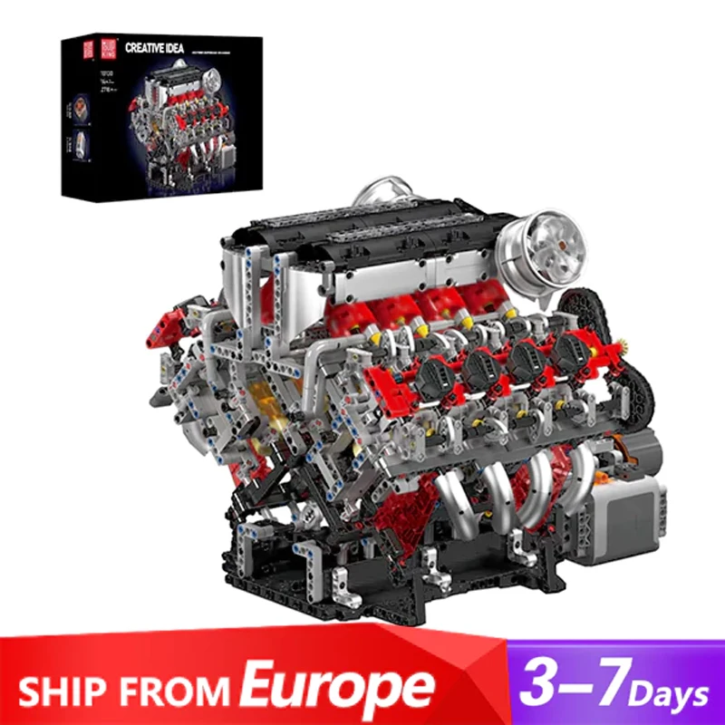 Klemmbausteine Technisches moc 2718 autoteil f488 supercar v8 motor modell pcs bausteine ziegel
