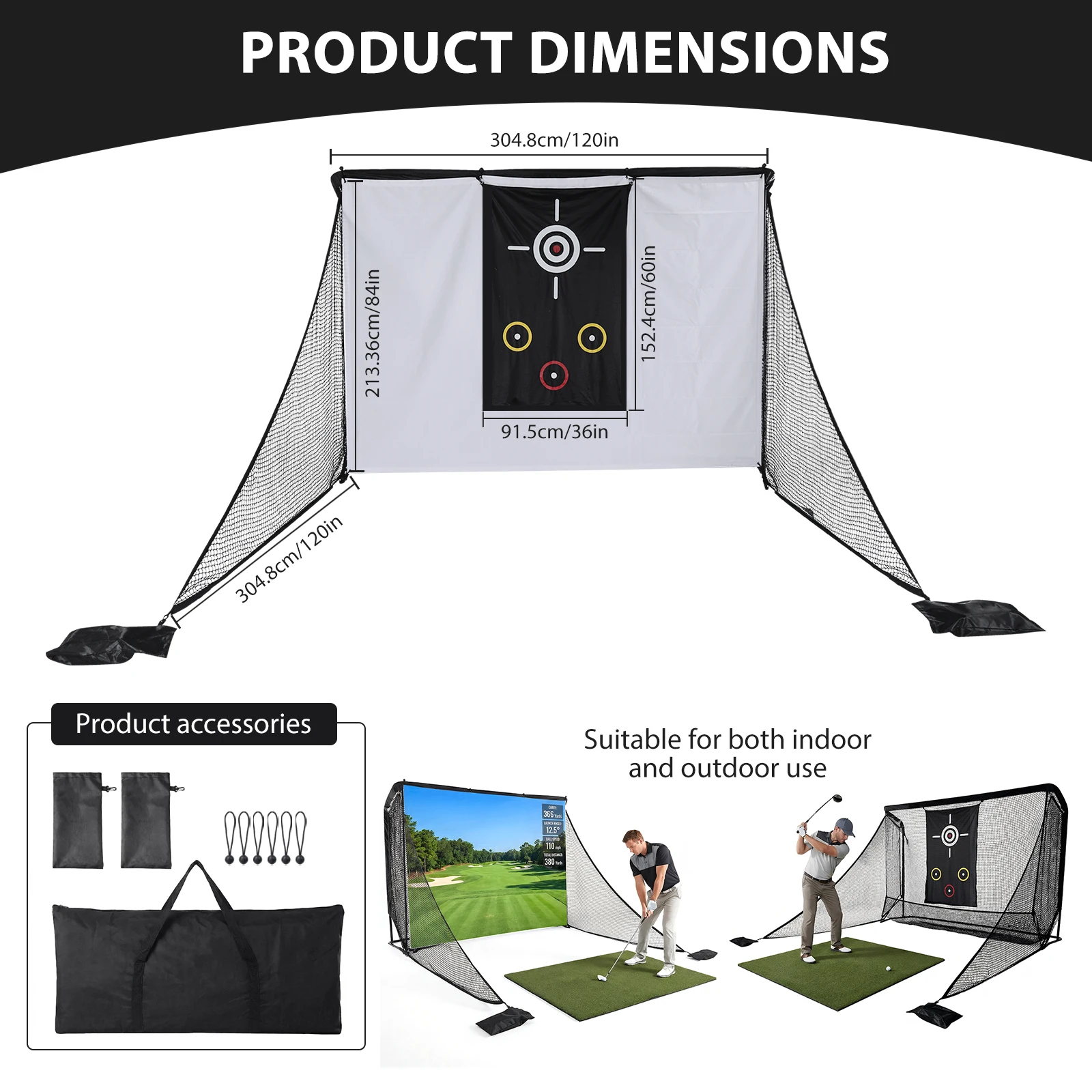 

Сетка для тренировок по гольфу 10x7 футов с 2 боковыми барьерами и сумкой для переноски, для отработки ударов, чиппинга и свинга на заднем дворе