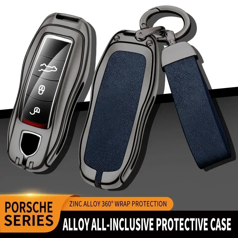 Zinc Alloy Car Remote Key Case Cover For Porsche Cayenne Macan 718 Taycan Boxster Cayman Panamera 911 918 996 997 991 Keychain