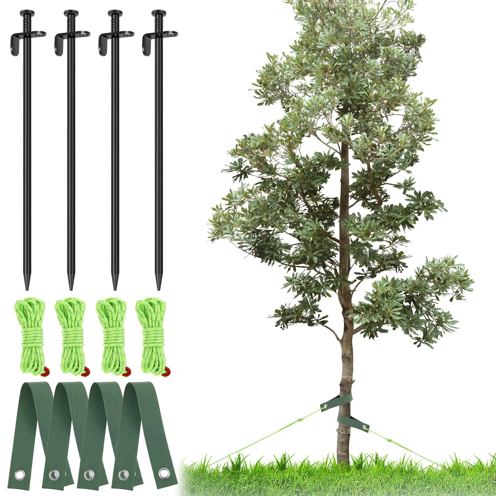 

Tree Stake Kit for Leaning Young Trees Straightening Reusable Tree Stake for Garden Plant Fix Against Strong Wind Bad Weather