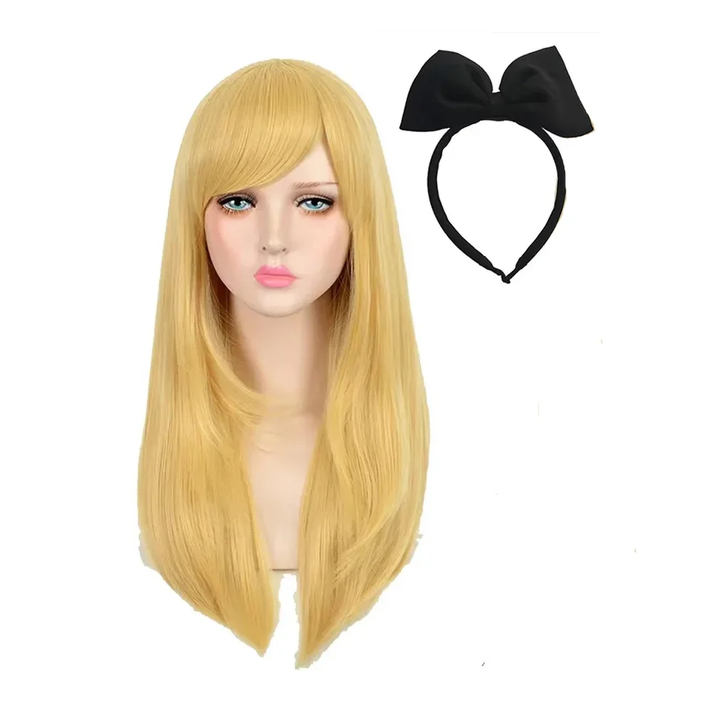 

Anime Alice in Wonderland Alice Yellow Golden Cosplay Wig Straight Long Synthetic Hair Costume Party Halloween Wigs