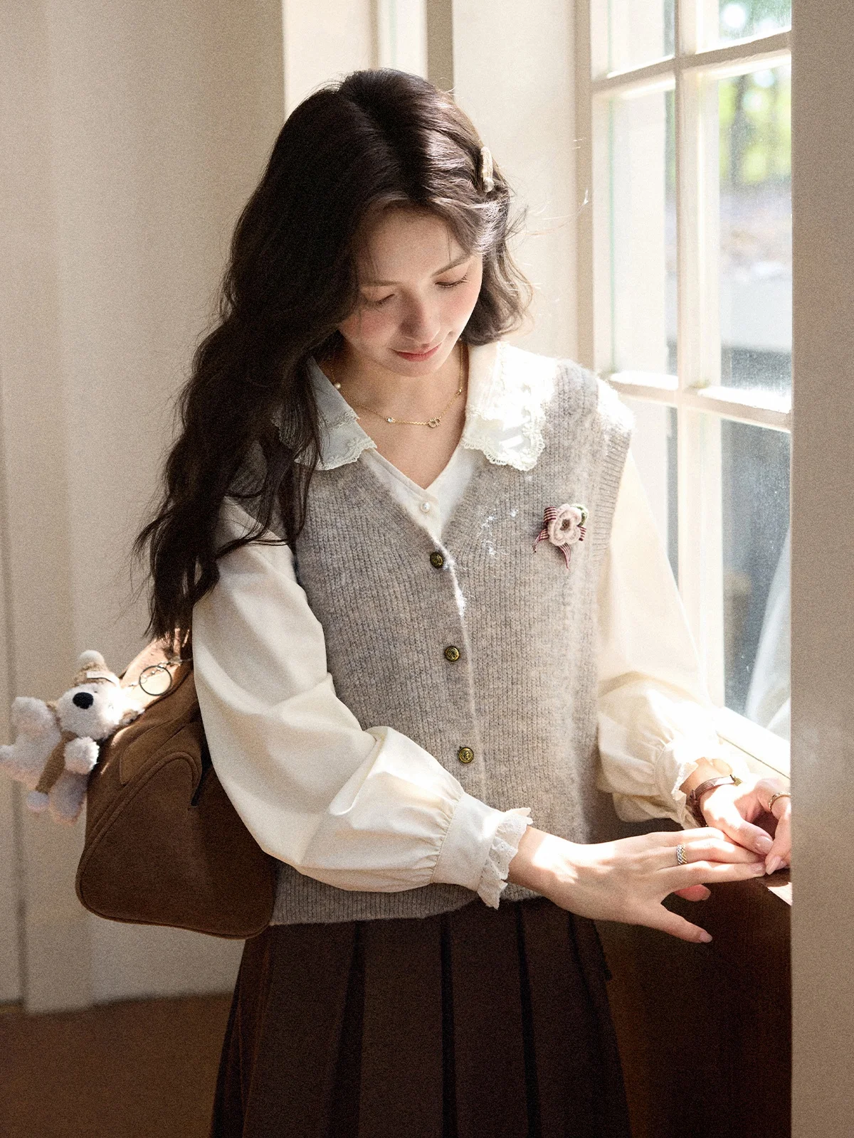 

Свободный женский кардиган с длинным рукавом и V-образным вырезом, повседневный, дышащий, утягивающий, на осень, модный, для ранней осени, цвет пшеничного зерна