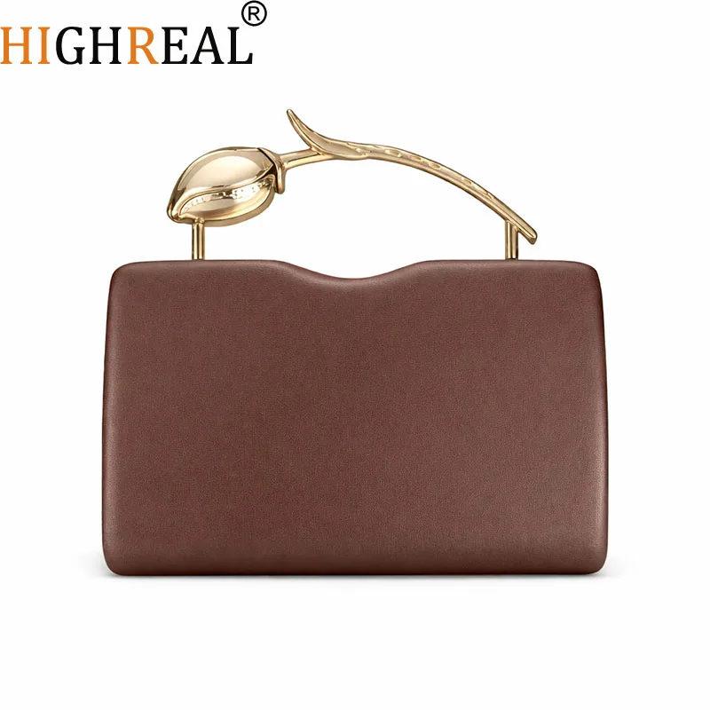 Elegant Rose Shaped PU Leather Clutch Detachable Chain Crossbody Bag Women Valentine Gift European Style Evening Dinner Handbag