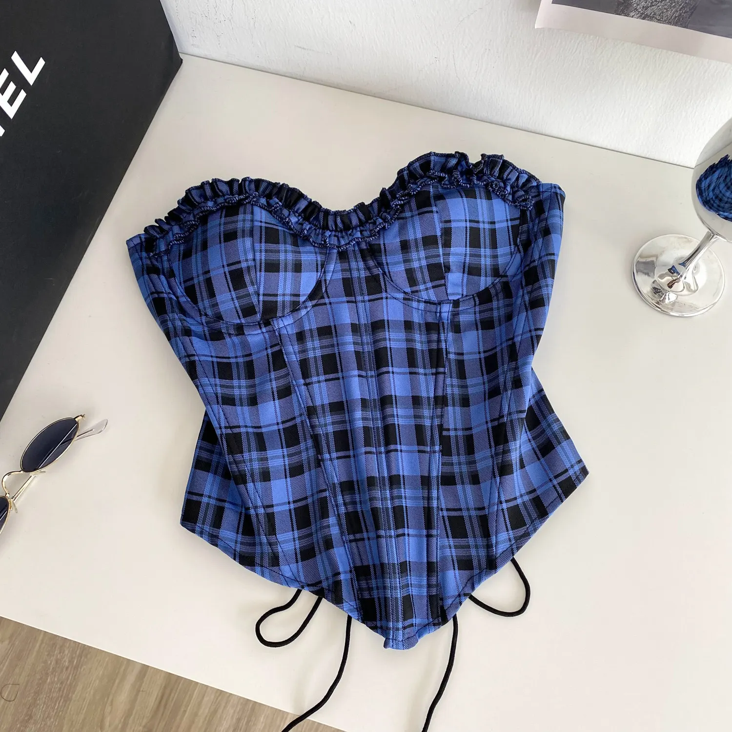 Y2K Strapless Corset Top Women Sexy Fishbone Tank Tops Hollow Out Slim Fit Vest Female Summer French Fashion Camisole Streetwear