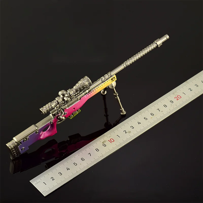 Rifle de francotirador AWP de 22cm, juego de Color degradado Legend of The Dragon, colección militar, modelo de pistola, adornos artesanales totalmente metálicos, regalos