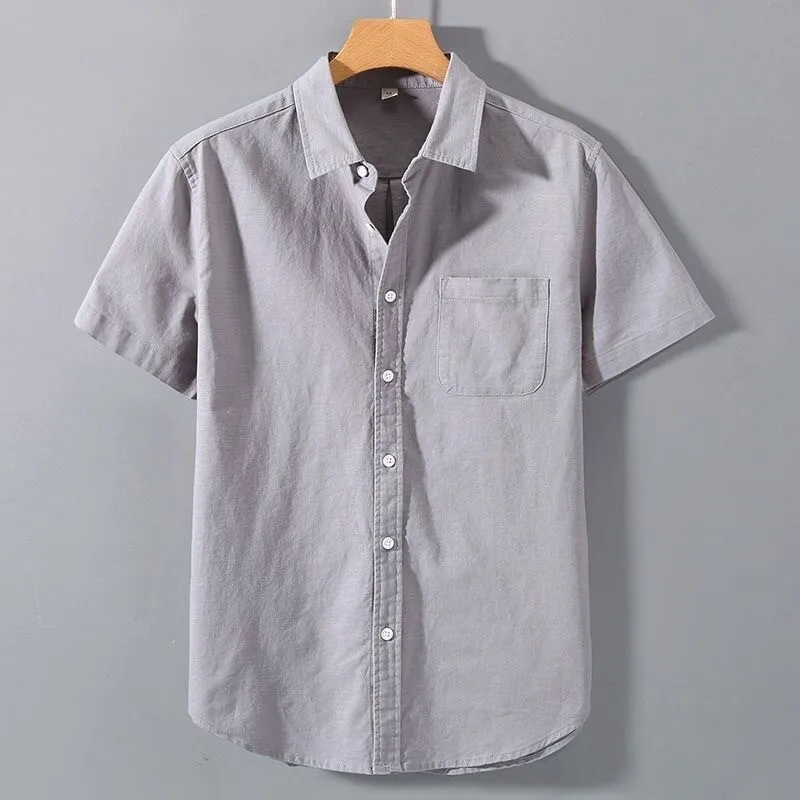 

Trendy Linen Men's Shirt Summer Thin Loose Casual Short Sleeve Fashionable Breathable Comfortable Citywalk Cotton Blend