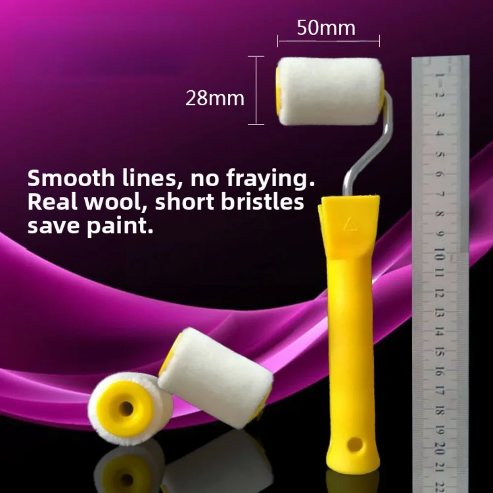 Mini 2-Inch Wool Roller Brush With 20mm Diameter Roller Head Ultra-small Paint Touch-up Trimming Brush Roller For Wall Repair