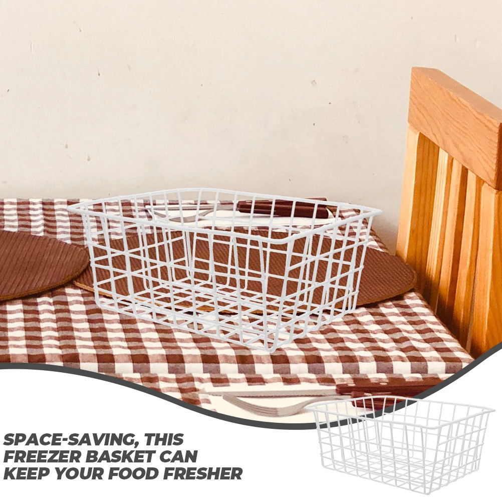 

2pcs Storage Baskets 28x21.5x12 White Fridge Freezer Kitchen Wire Pantry Organization Vegetable Bins Space Saving