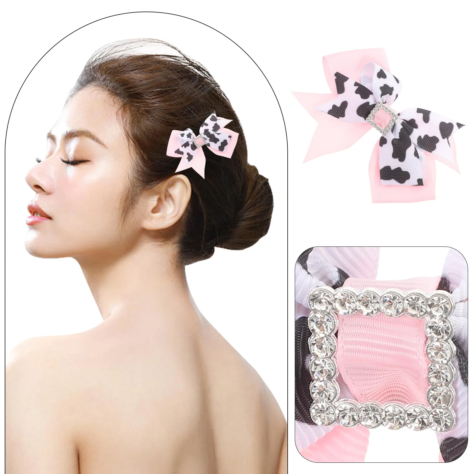 

4 шт., заколки для волос с большим бантом и коровьим узором, модные заколки с бантом для женщин, аксессуары для укладки волос для вечеринки, свадьбы