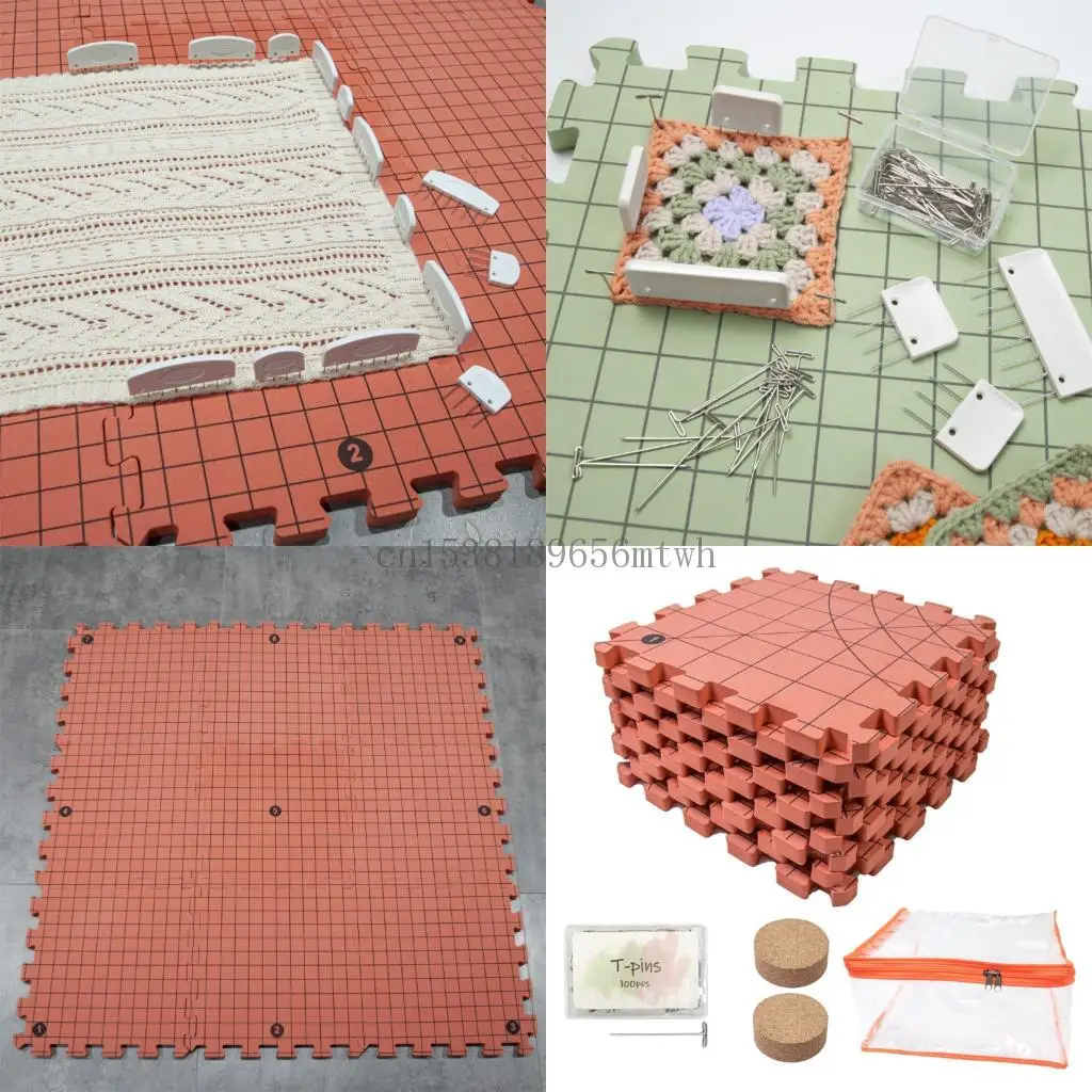 

9pcs Crochet Blocking Mat 32x32см с 100 шт.