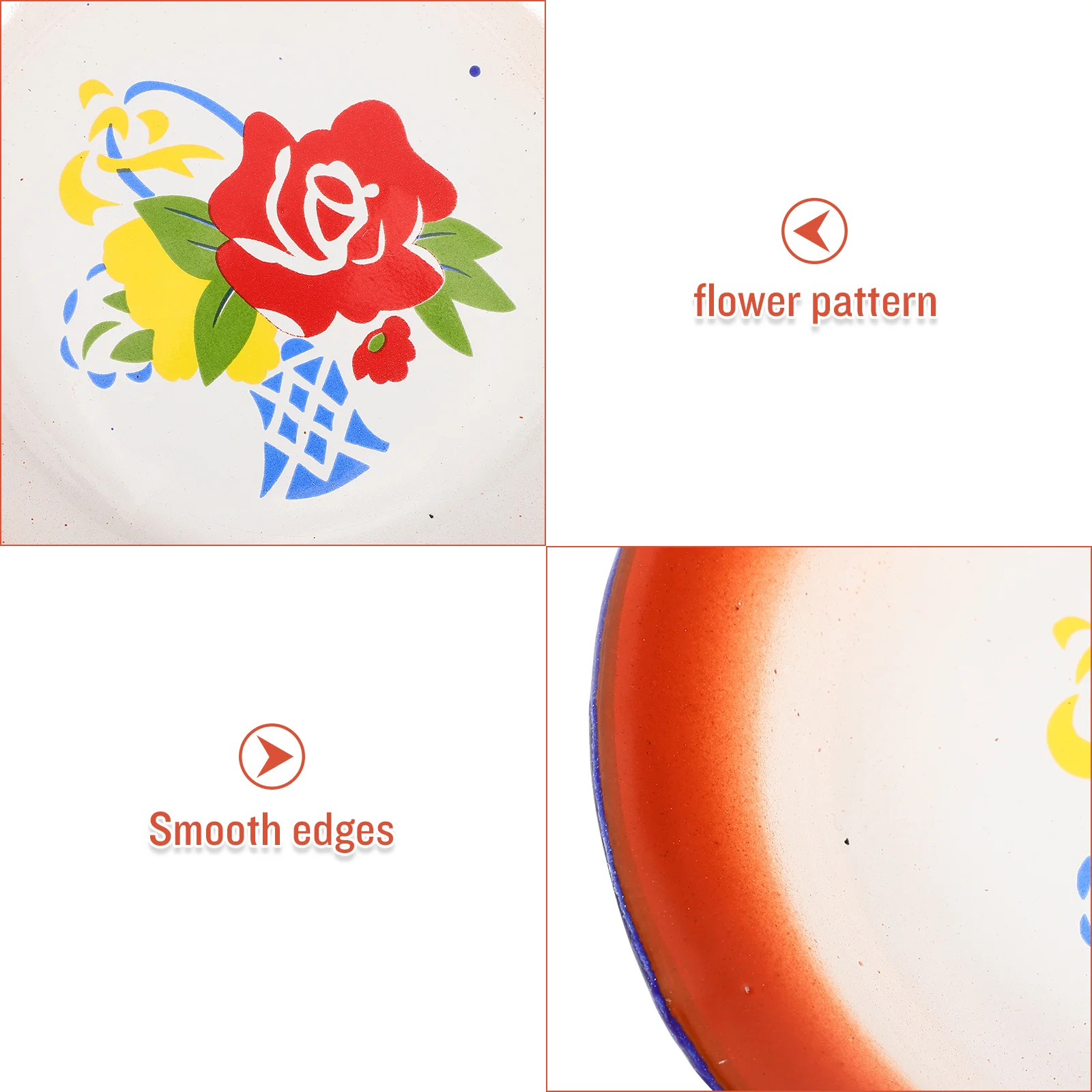 

3pcs Vintage Enamel Plate Red Flower Pattern Chinese Style Tableware For Fruit Snacks Dessert Cake Serving Picnic Hotel