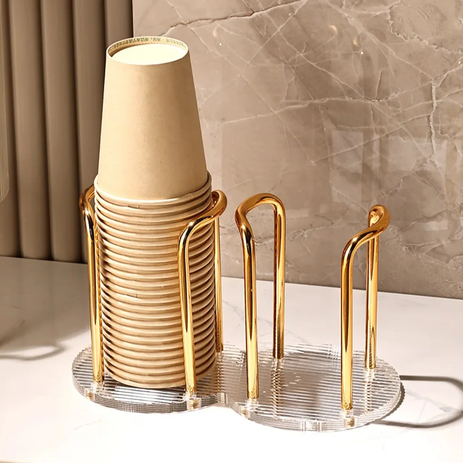 Disposable Cup  Holder Water Tea Cups Dispenser Rack Shelf with Longer Stick Mug Display Stand  Organizer
