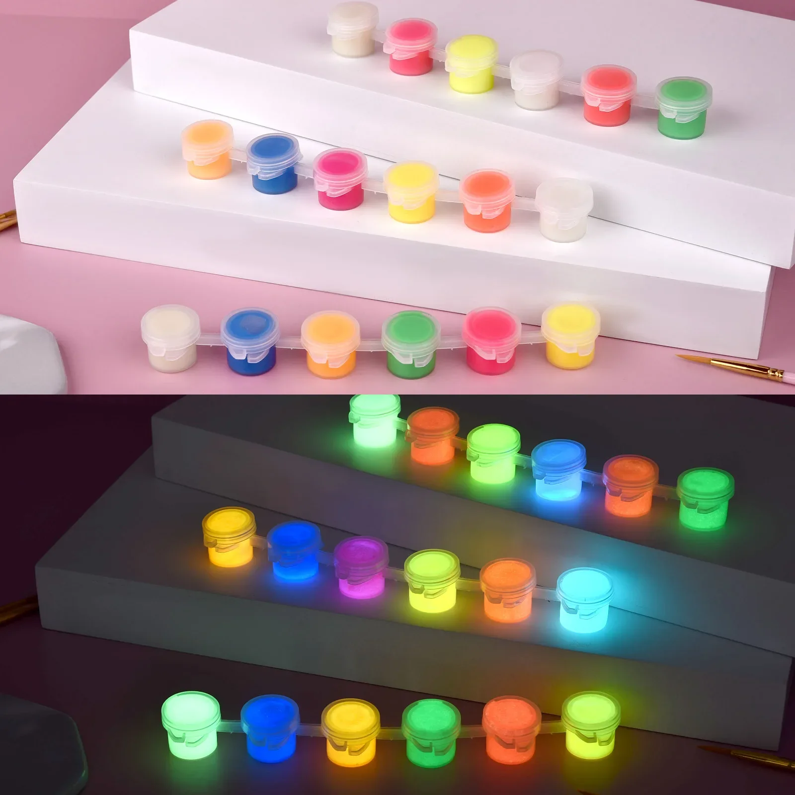 

6 цветов/набор флуоресцентный акриловый светящийся пигмент светится в темноте ручная роспись DIY Хэллоуин настенные светопоглощающие пигменты