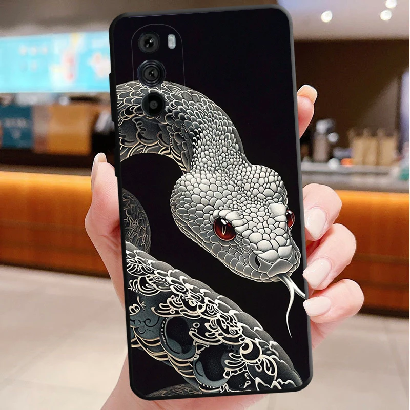 

Snake Art Funda Phone Case For Motorola Edge 50 40 Pro 60 50 40 30 Ultra Neo Fusion Moto G Play G Stylus G Power G