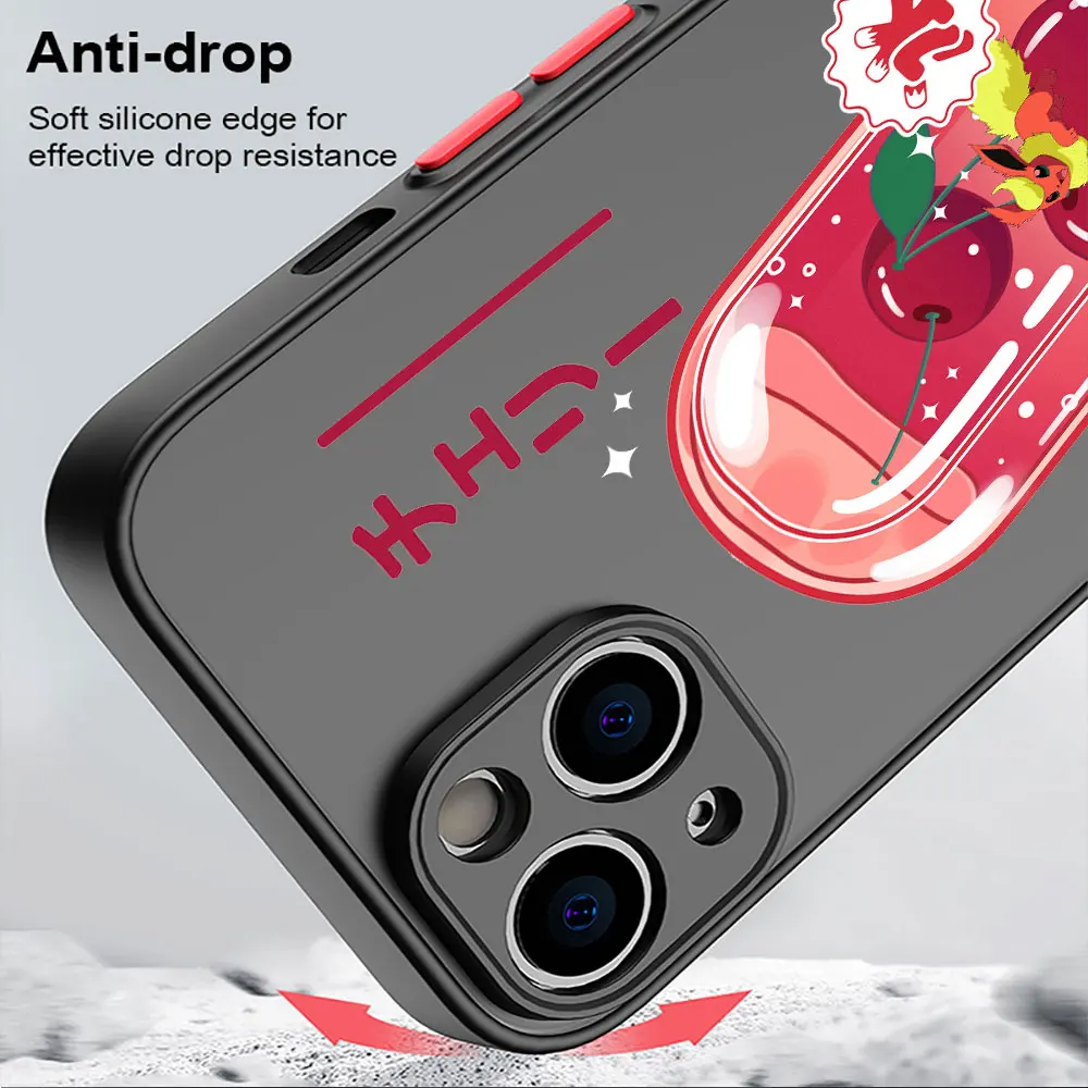 Pokemon Gengar Matte Case For Apple iPhone 15 11 14 13 12 Pro 7 XR X XS Max 8 Plus 6 6S SE 2022 15Pro Black Phone Cover