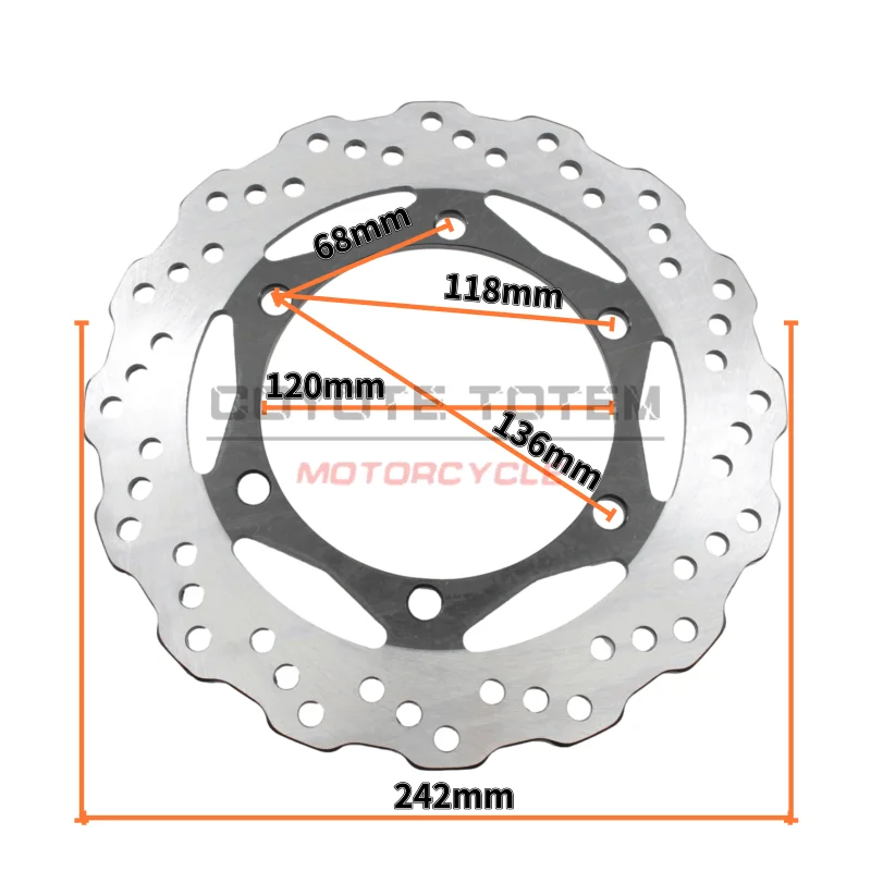 242mm Motorcycle Brake Disc Rear Disc Brake Set for Kawasaki KL650 KLR650 KL KLR 650 2008 2009 2010 2011 2012-2018