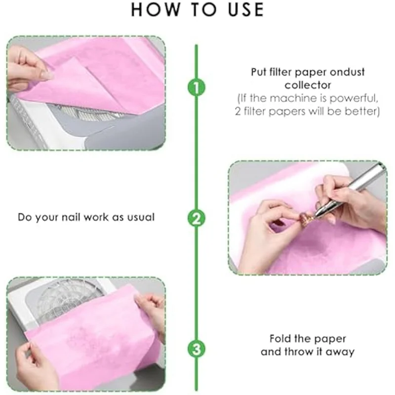 A74E-Nail Paper Sheets Filtr próżniowy do paznokci Jednorazowe filtry do odsysania pyłu z paznokci Arkusze papieru