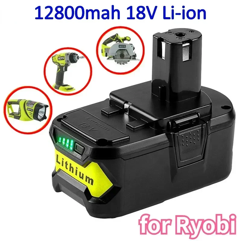 18V 12.8AH Li-ion Batterie Rechargeable pour Ryobi ONE +Outil Électrique sans fil BPL1820 P108 P109 P106 P103 RB18L50 RB18L40