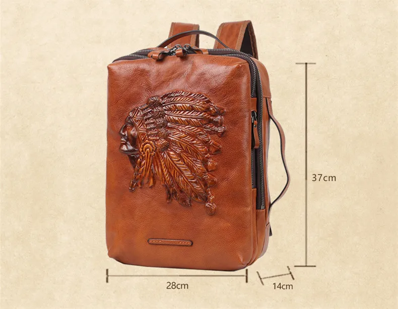 Vintage Leather Men\'s Backpack Male Laptop Shoulder Bag Men Large Capacity Travel Backpacks Cowhide Schoolbag Indian Cow Leather