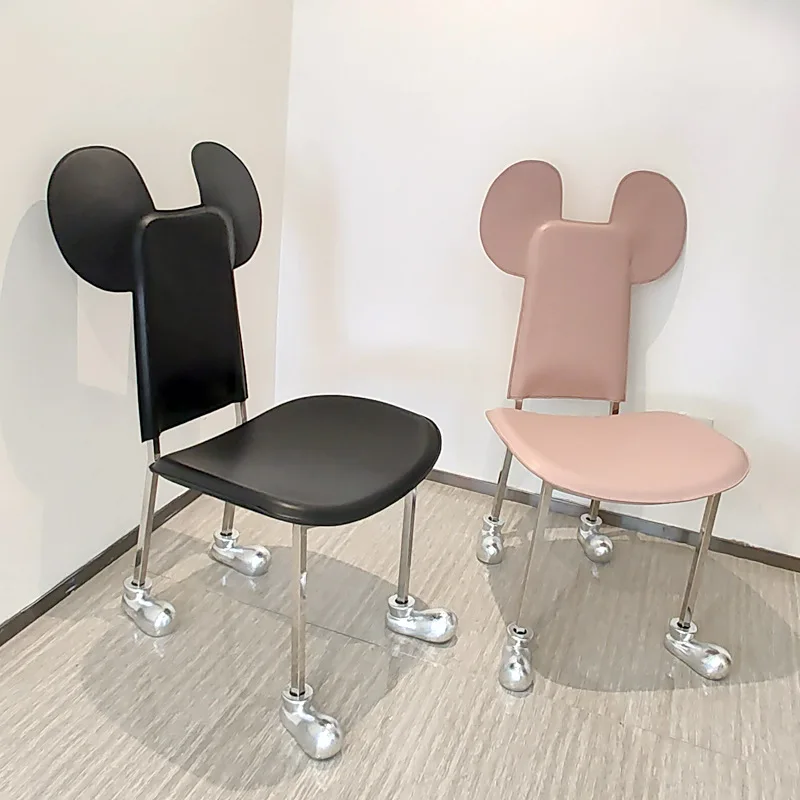 

Stainless Steel Frame Black PU Leather Chair Light Luxury Dining Home High-end