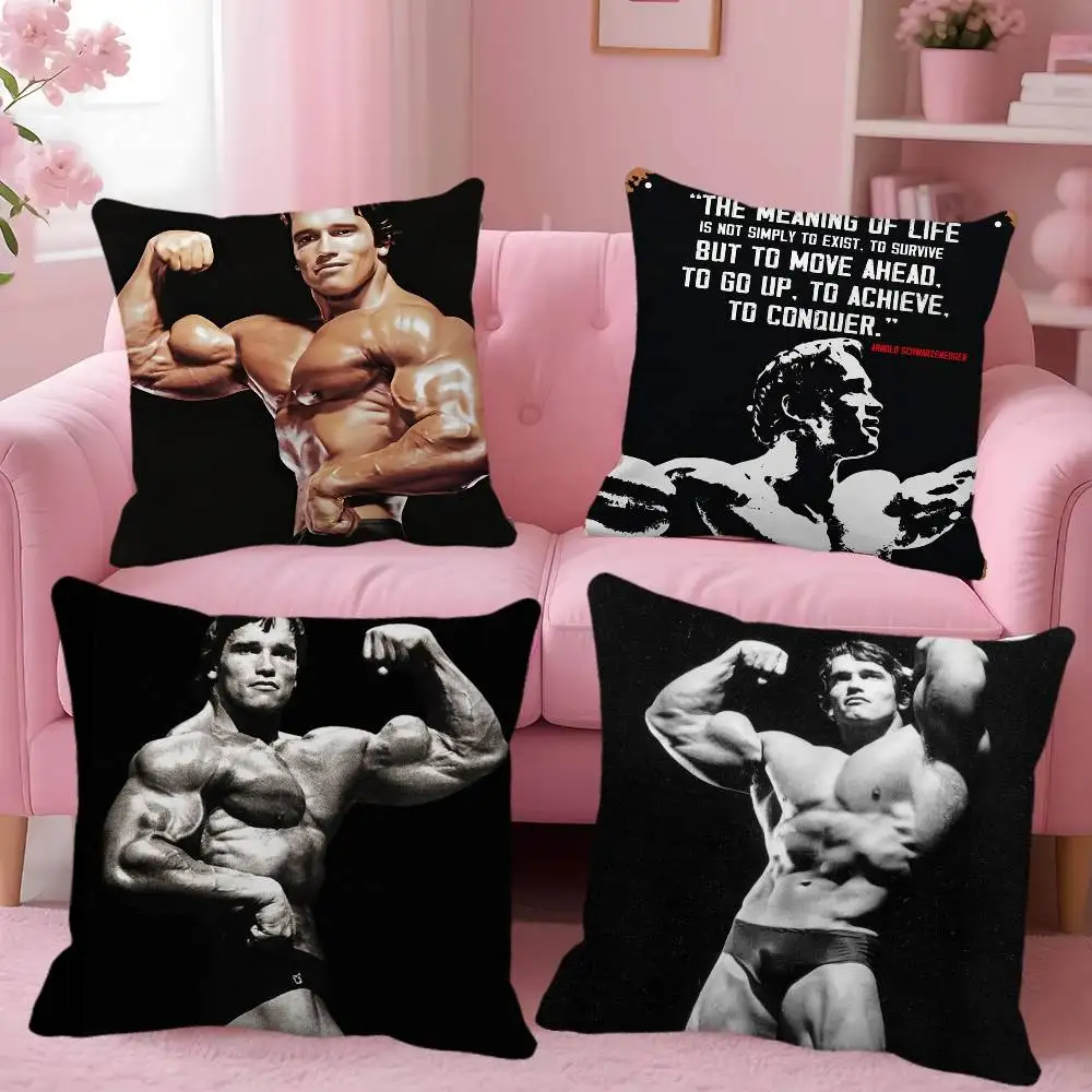 Arnold Schwarzenegger culturismo hombre musculoso Fitness almohada cuadrada dormitorio sofá ocio comodidad cojín decoración del hogar