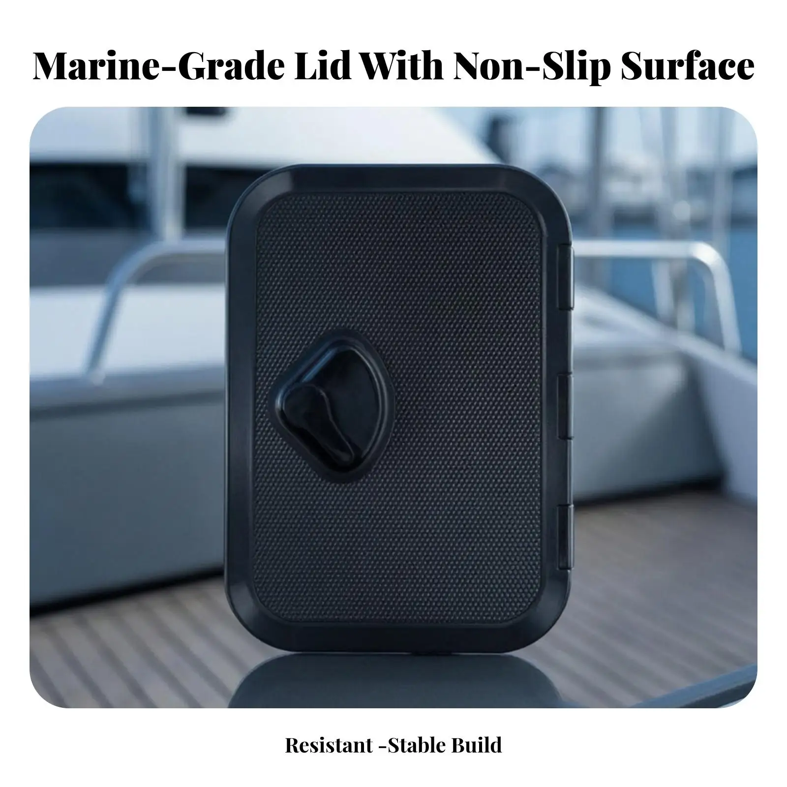 Flush Fit Boat Deck Hatch ABS Plastic Rounded Rectangle Marine Cover with Rotary Latch for Below Deck Storage Access