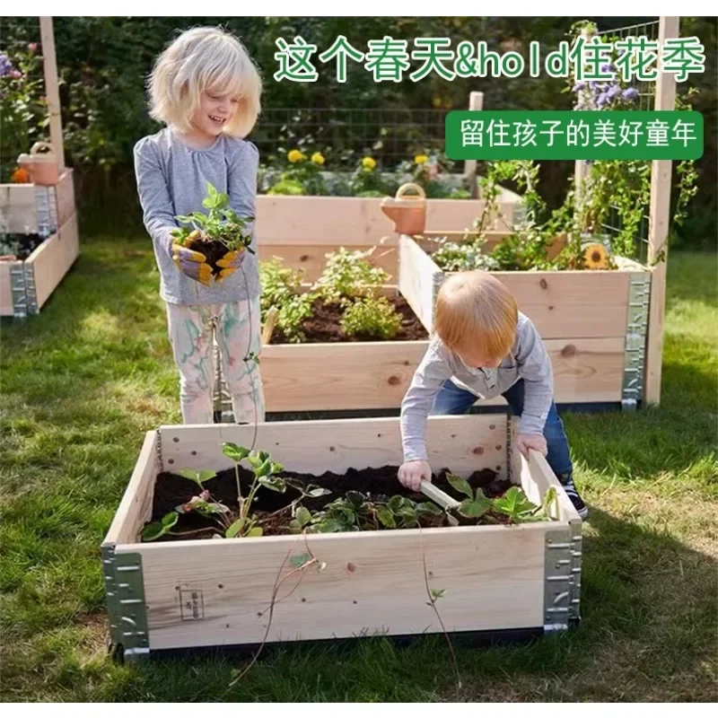 Log one meter vegetable garden wooden planting box frame bed vegetable planting pot outdoor courtyard garden community