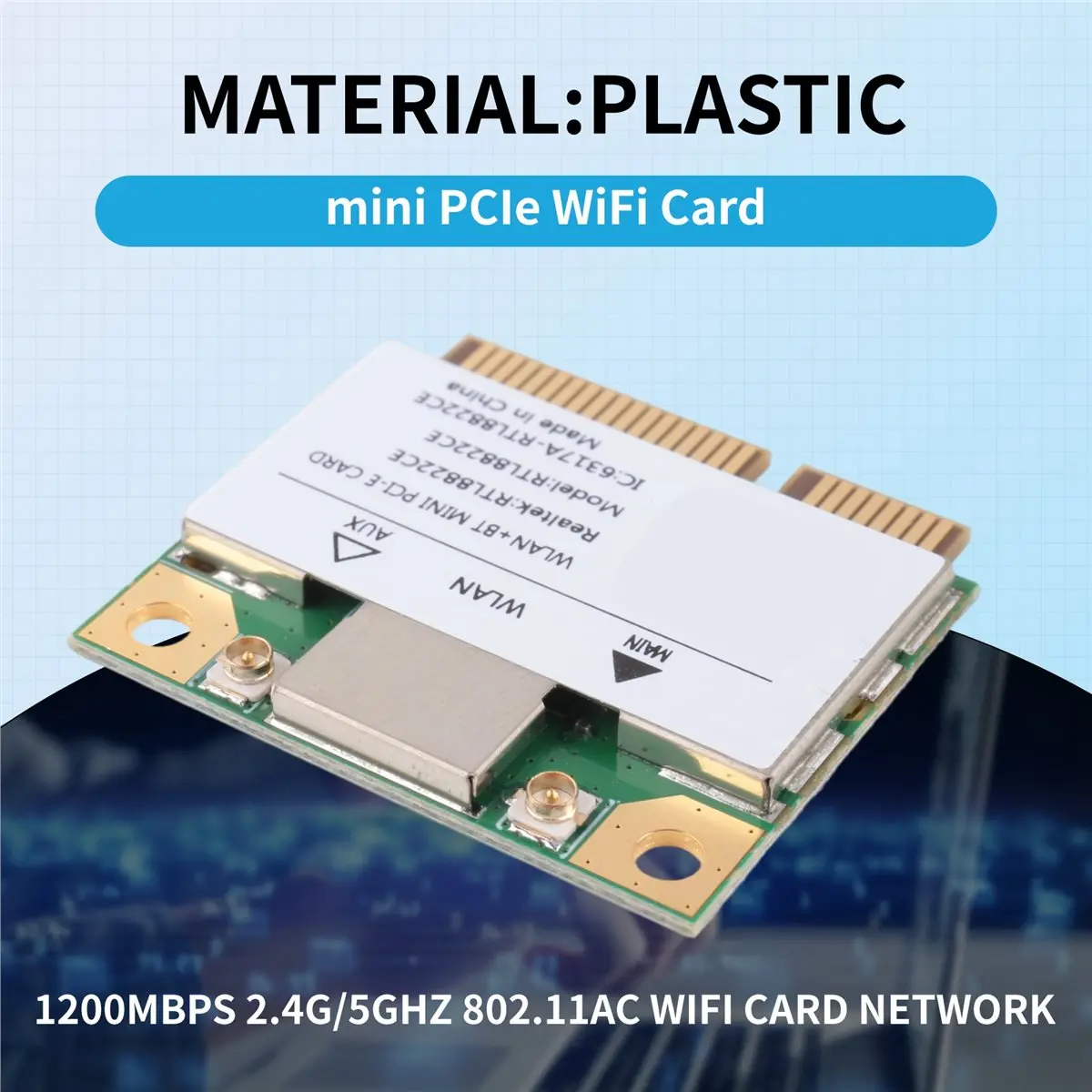 【Wireless network card】 RTL8822CE 1200Mbps 2.4G/5Ghz 802.11AC WiFi Card Network Mini PCIe Bluetooth 5.0 Support Laptop/PC 10/11