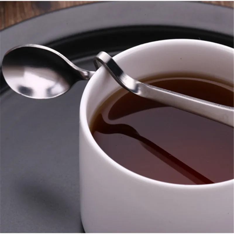 Cute Curved Spoon Teaspoon Unique Condiment Drink Hanging Tea Coffee Dessert Stainless Steel Drink Tableware