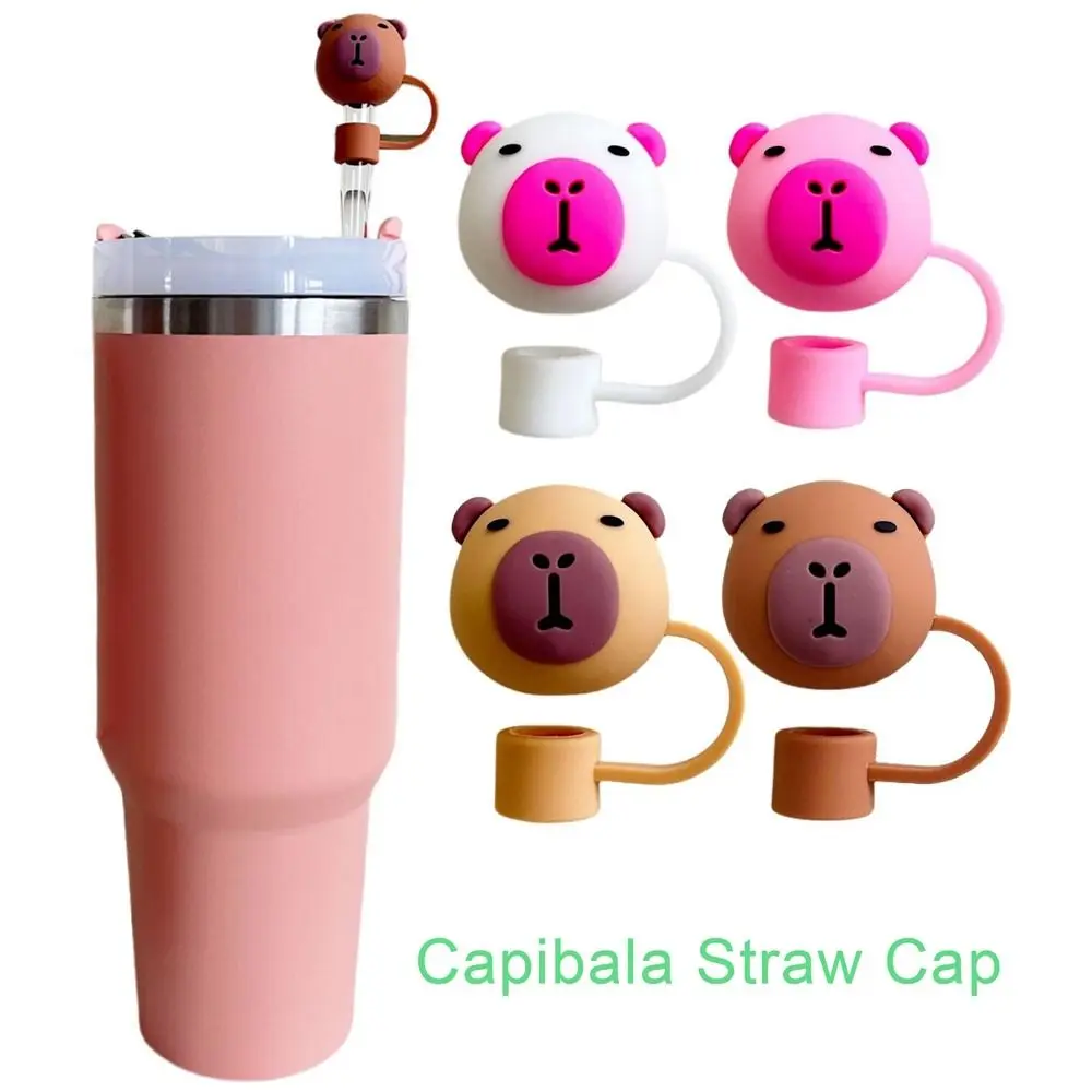 

10mm Cartoon Capybara Silicone Straw Tips Drinking Dust Cap Splash Proof Plugs Cover Creative Cup Accessories Straw Sealing Tool