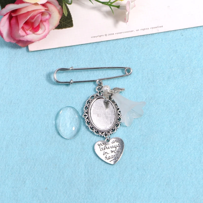 New Bouquet Photo Charm DIY Pin Brooch Making Lacy Frame Charm for Holiday