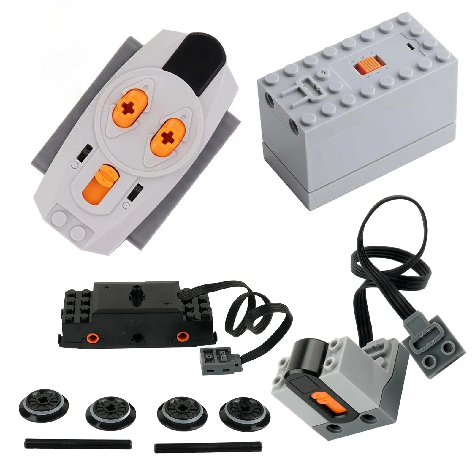 ชุดฟังก์ชันพลังงานที่ใช้งานร่วมกันได้กับมอเตอร์รถไฟ/รีโมท IR/ตัวรับสัญญาณ/กล่องแบตเตอรี่สำหรับรถไฟจำลอง สำหรับอุปกรณ์เสริมของเล่นตัวต่อเลโก้