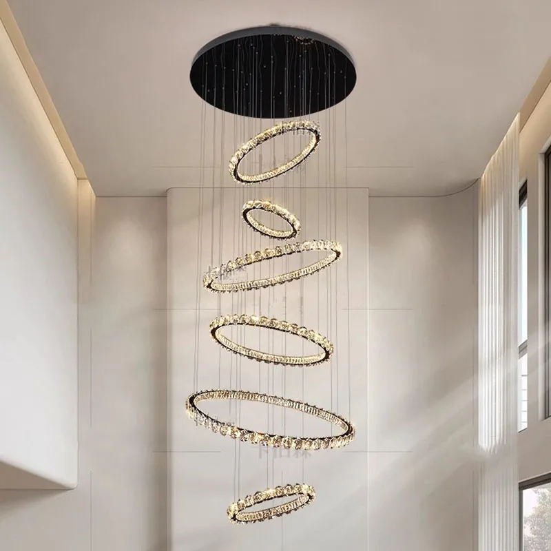 Modern Crystal stair chandelier lights indoor lighting Ceiling lamp hanging light led Chandeliers for living room indoor lightin