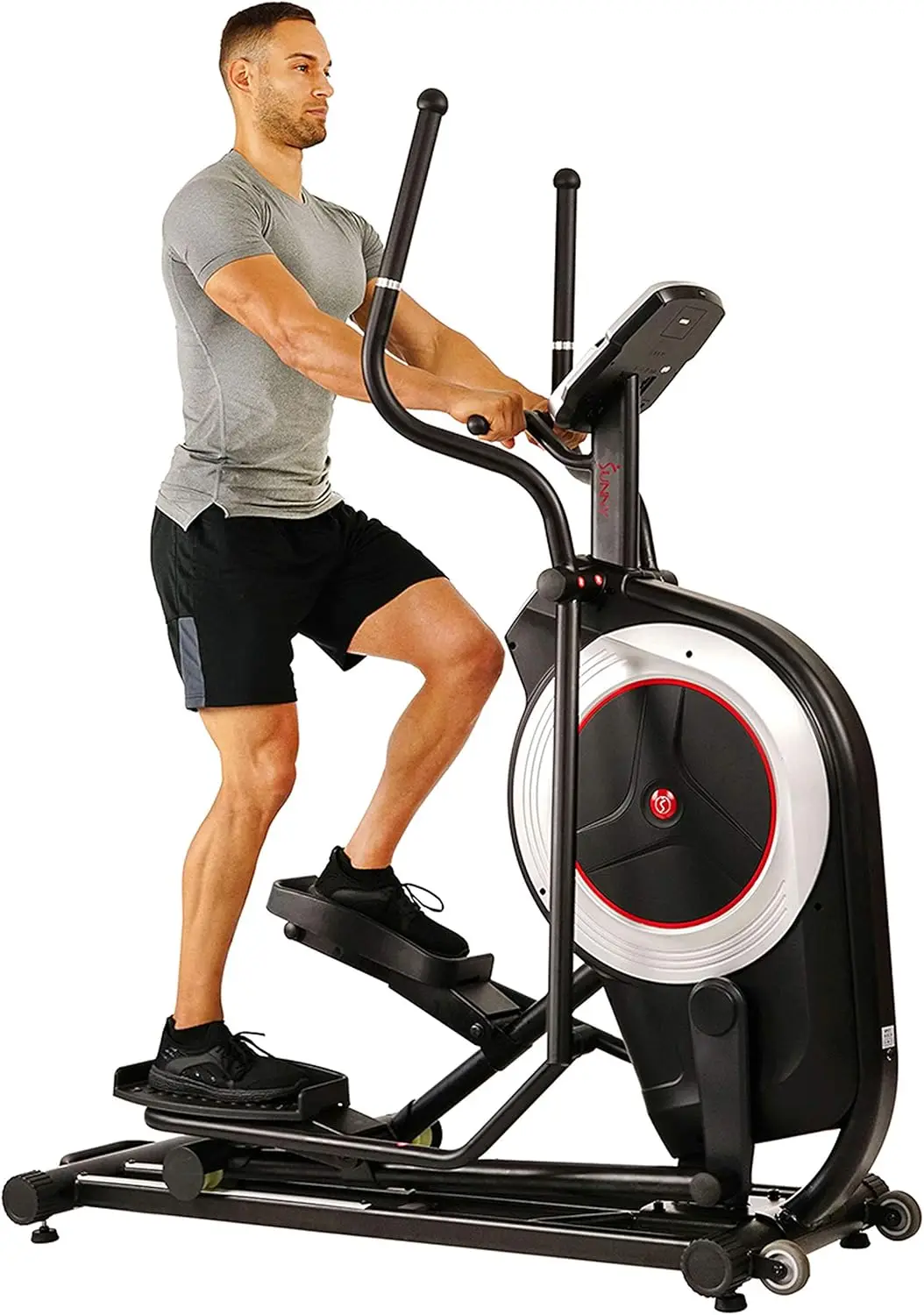 

Sunny Health & Fitness Electric Eliptical Trainer Elliptical Machine w/Device Holder, Programmable Monitor and Heart Rate