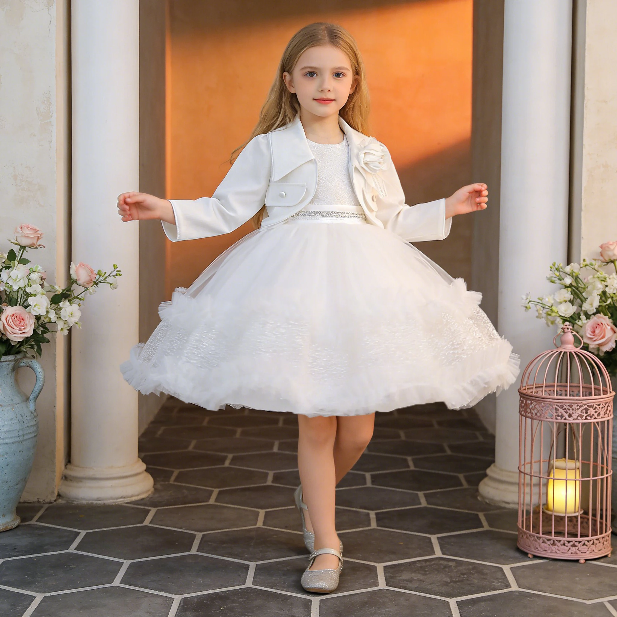 Modisches Taufkleid für Brautjungfern, elegantes Partykleid für Hochzeit, Geburtstag, Prinzessinnenkleider für Mädchen, Tüllkleid für die Erstkommunion, Ballkleid
