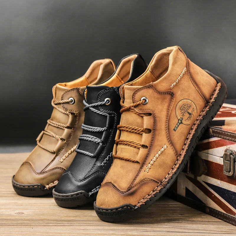 

Men's Shoes Ankle Boots Autumn Handmade Leather Boots High-top Leather Outdoor Tooling Casual Shoes Large Size Sneakers