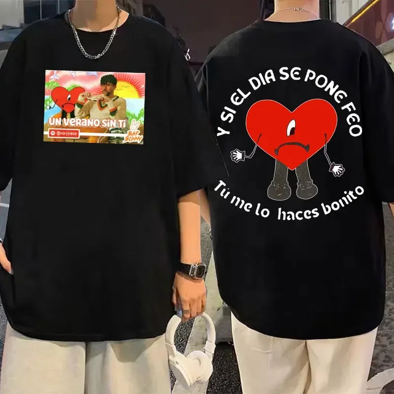 Мужская трендовая футболка Bad Bunny UN VERANO SIN TI с музыкальным альбомом и надписью «Love Eyes» Мужская трендовая футболка Bad Bunny UN VERANO SIN TI с музыкальным альбомом и надписью «Love Eyes»