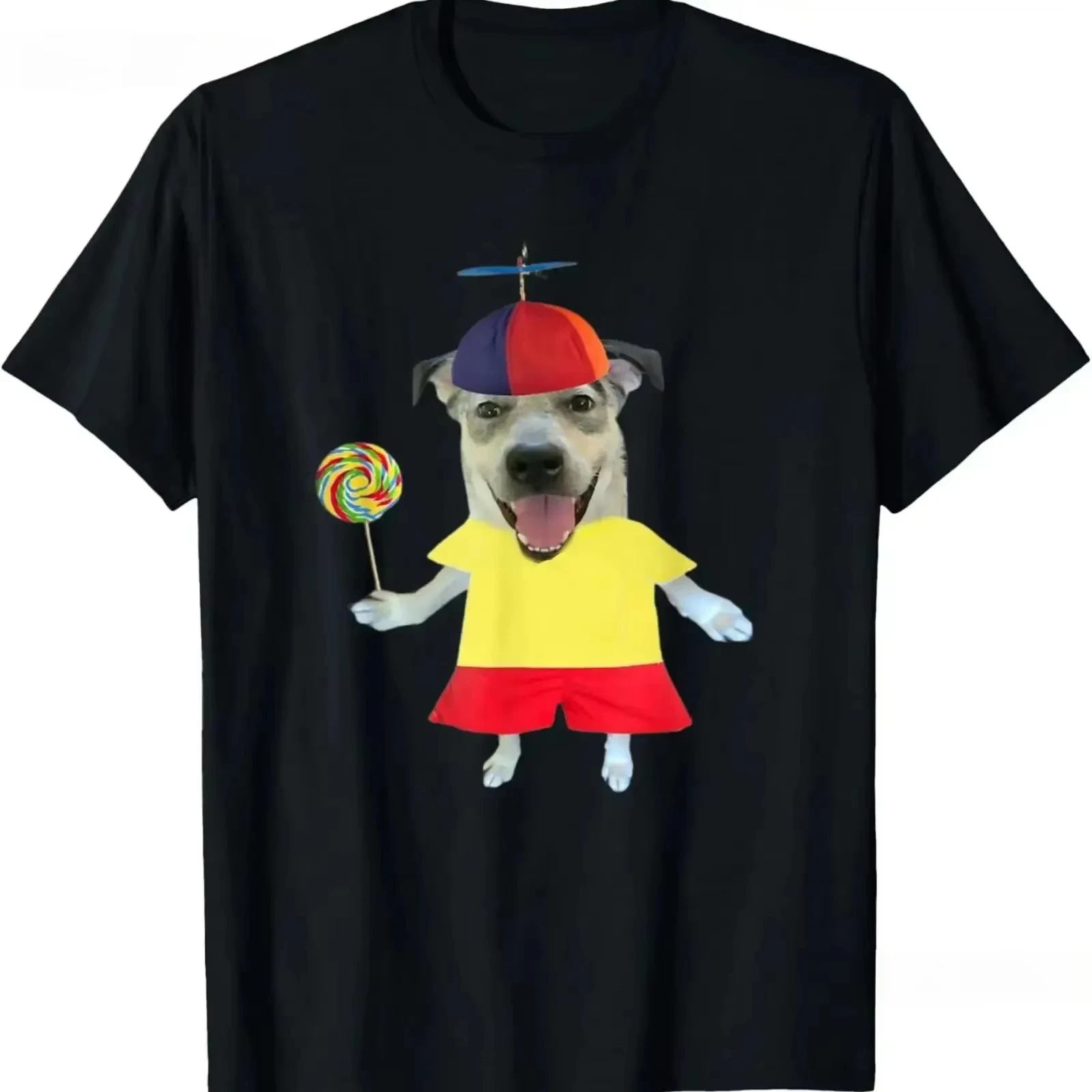 Chien drôle ​ ​ T-shirt Lollipop Emoji, haut polyvalent rétro extensible et doux pour femmes, adapté à un usage quotidien. Vêtements pour femmes Y2K