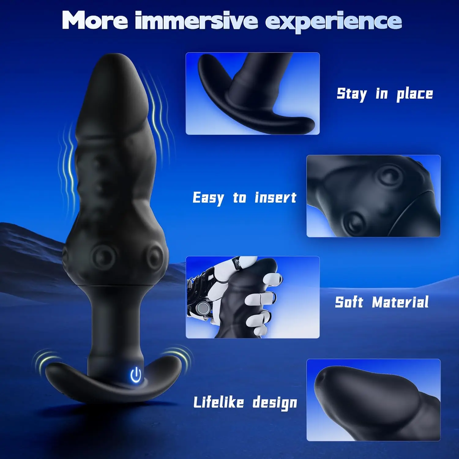 Wibrujący korek analny - 360 °   Zdalne sterowanie wibratorem do protezy, masażerem prostaty, zabawką erotyczną, z 9 trybami wibracji.